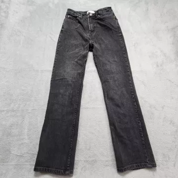 Zara Womens Jeans Size 4 Black Washed High Rise Straight Leg Denim 26x28 - Front