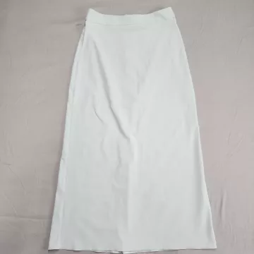 ZiWoman Size 42 Light Blue Maxi Skirt Womens High Rise Stretch Solid Long - Front