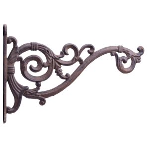 13.75" Cast Iron Plant Hanger Bracket – Decorative Wall Hook for Hanging Baskets