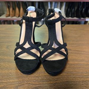 Allegra K Women's T Strap Open Toe Platform Stiletto Heel Sandals Black SZ 8
