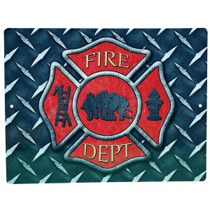 Aluminum Sign Firemans Cross Diamond Plate Firefighting Plaque Maltese 12" x 9"