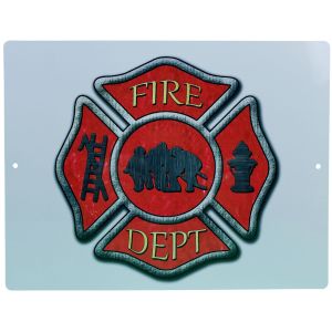 Aluminum Sign Firemans Cross White Firefighting Plaque Maltese Rescue 12" x 9"