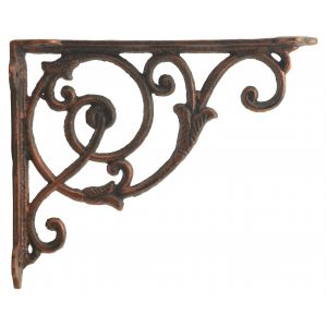 Angle Bracket Cast Iron Wall Shelf Brace Decorative Ornate Vine Bronze 8.5" Deep