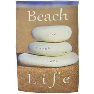 Beach Life Rocks Garden Flag Live Laugh Love Double Sided Yard Banner