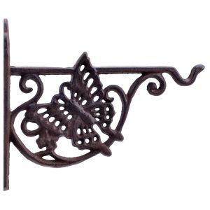 Butterfly Plant Hanger Bracket Flower Pot Basket Hook Decorative Cast Iron 7.75"
