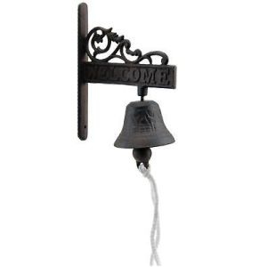 Cast Iron Dinner Bell Flower Vine Welcome Distressed Brown Doorbell Floral N
