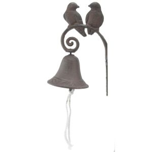 Cast Iron Dinner Bell Love Birds Distressed Brown Doorbell Outdoor Porch Decor