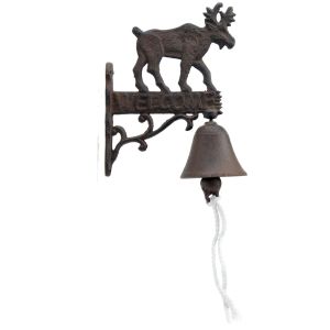 Cast Iron Dinner Bell Moose Welcome Sign Outdoor Decor