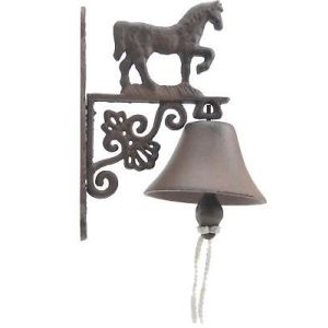 Cast Iron Dinner Bell Walking Horse Doorbell Farm Ranch Home Porch Decor Brown