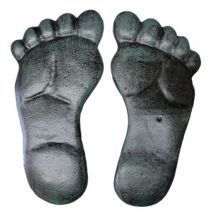 Cast Iron Footprint Stepping Stones - Garden Pathway Decor - Set of 2 Feet