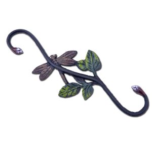 Cast Iron S Style Plant Hook Flower Hanger Dragonfly 12" Long