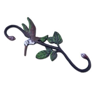 Cast Iron S Style Plant Hook Hummingbird flower basket hanger decor 11.75" L N