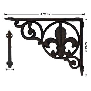 Cast Iron Shelf Bracket Fleur-de-Lis Wall Brace Decorative Shelving Support