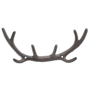 Rustic Cast Iron Antler Wall Hook Rack Deer Lodge Coat Hanger Western Home Decor