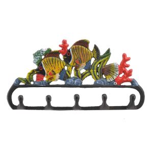 Cast Iron Wall Hook Rack Tropical Fish & Coral Decor