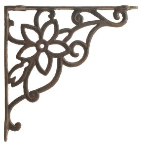 Cast Iron Wall Shelf Bracket Brace Vine & Flower Rust Brown 9.625" DIY Crafting