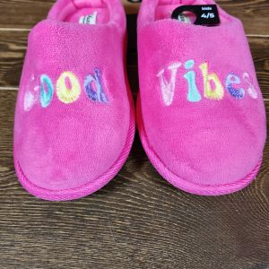 dearfoams Kids' Good Vibes Slide Slippers - Hot Pink 2-3