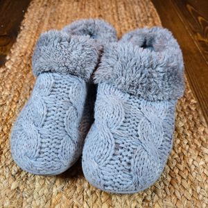 dearfoams Women's Carol Slippers Gray L Knit