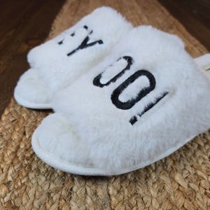 Dearfoams Women's Slide Slippers Hey Boo Cream XL 11-12