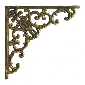 Decorative Angle Bracket Cast Iron Shelf Brace Gold 7.75" Deep
