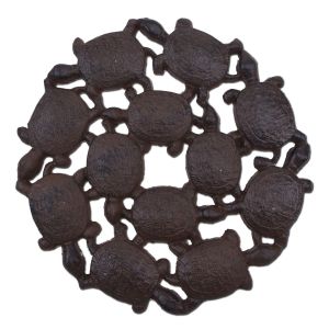 Decorative Baby Turtles Stepping Stone Rust Cast Iron Yard Garden Decor 10.25"