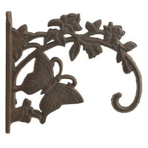 Decorative Butterfly Plant Hanger Bracket Cast Iron Flower Basket Hook 