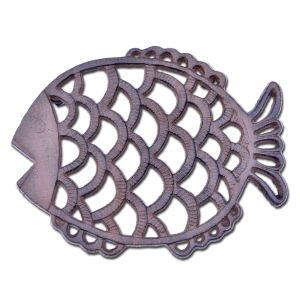 Decorative Cast Iron Fish Trivet Kitchen Decor Hot Pad Pot Stand 7.75" Wide N