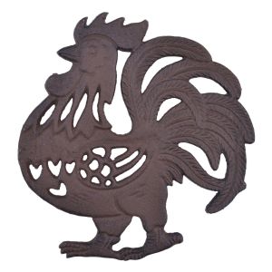Decorative Cast Iron Rooster Trivet Kitchen Decor Hot Pad Pot Stand 7.75" Wide N