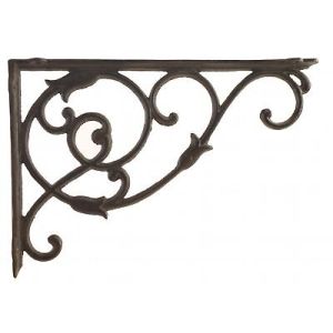 Decorative Cast Iron Wall Shelf Bracket Brace Ornate Vine Rust Brown 13.5" D