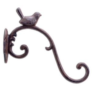 Decorative Chickadee Bird Design Cast Iron Plant Hanger 11" Long