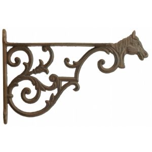 Decorative Horse Head Plant Hanger Cast Iron flower basket Hook Large 13.375"