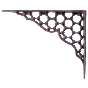 Decorative Shelf Bracket - Hexagon Lattice - Rust Brown Cast Iron - 9.25"