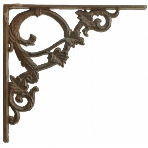 Decorative Shelf Bracket Ornate Leaf Brace Rust Brown Cast Iron Shelves 9.375"