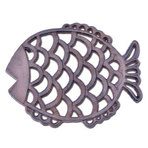 Decorative Cast Iron Fish Trivet Kitchen Decor Hot Pad Pot Stand 7.75" Wide N