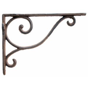 Decorative Wall Shelf Bracket Simple Vine Rust Brown Cast Iron Brace 9" Deep