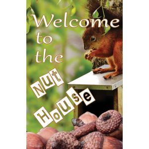 Double Sided Garden Flag Emotes Welcome To The Nut House Squirrel Yard Banner