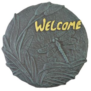 Dragonfly Welcome Plaque Decorative Cast Iron Stepping Stone Yard & Garden Decor