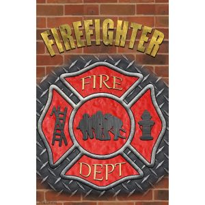 Fire & Rescue Garden Flag Firemans Cross Firefighting Double Sided Yard Banner