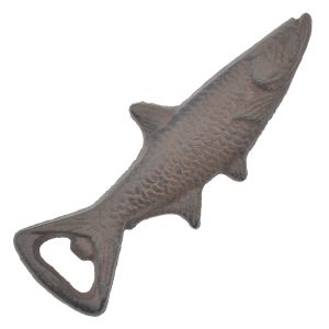 Fish Pocket Beer Bottle Opener Handheld Brown Cast Iron 7" Long Novelty Gift