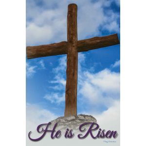 He Is Risen Garden Flag Easter Yard Banner Double Side Cross Decor