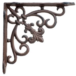 Fleur De Lis Wall Shelf Bracket Cast Iron Ornate Brace DIY Craft Supply 7.5"