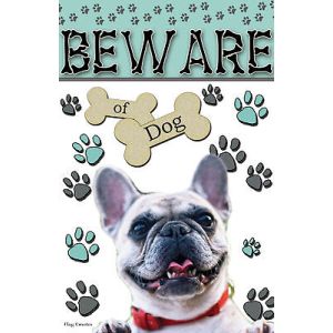 French Bulldog Beware Of Dog Double Sided Funny Pet Puppy Garden Flag Emotes