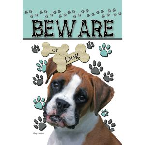 Funny Boxer Garden Flag Beware Of Dog Double Sided Yard Banner Decor