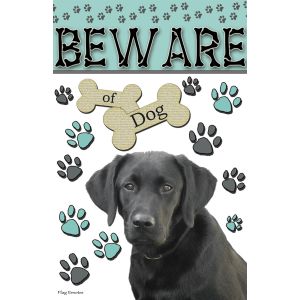 Funny Dog Garden Flag Beware Of Dog Black Lab Labrador Yard Banner Double Sided