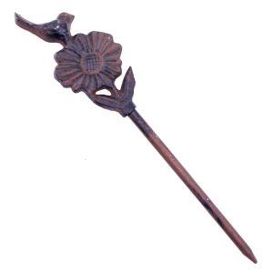 Garden Hose Guide Bird On Daisy Cast Iron Decorative Garden Stake 12.625" Tall N