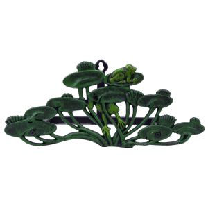 Garden Hose Holder Frogs On Lily Pads Cast Iron Hanger Reel Yard Decor 13.75" N