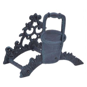 Garden Hose Holder Water Pail Bucket Verdigris Cast Iron Hanger Reel 10" Wide
