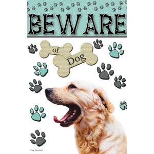 Golden Retriever Garden Flag Emotes Beware Of Dog Funny Pet Puppy Double Sided