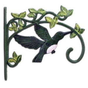 Green Hummingbird Large Plant Hanger Cast Iron Flower Basket Hook