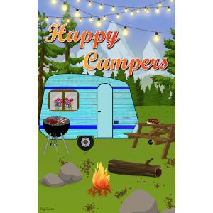 Happy Campers Garden Flag Double Sided Camping Yard Banner